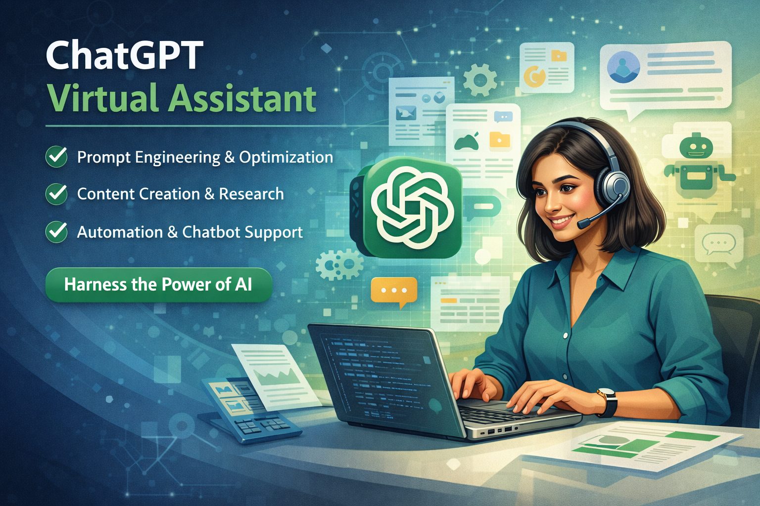 ChatGPT virtual assistant services from India for prompt engineering, content creation, and automation – MVAIndia