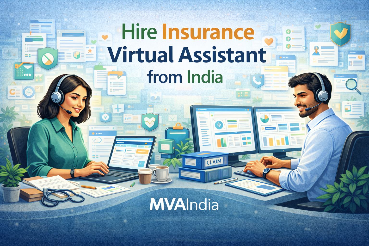 Hire Insurance Virtual Assistant from India for policy administration, claims support, renewals, data entry and reporting – MVAIndia